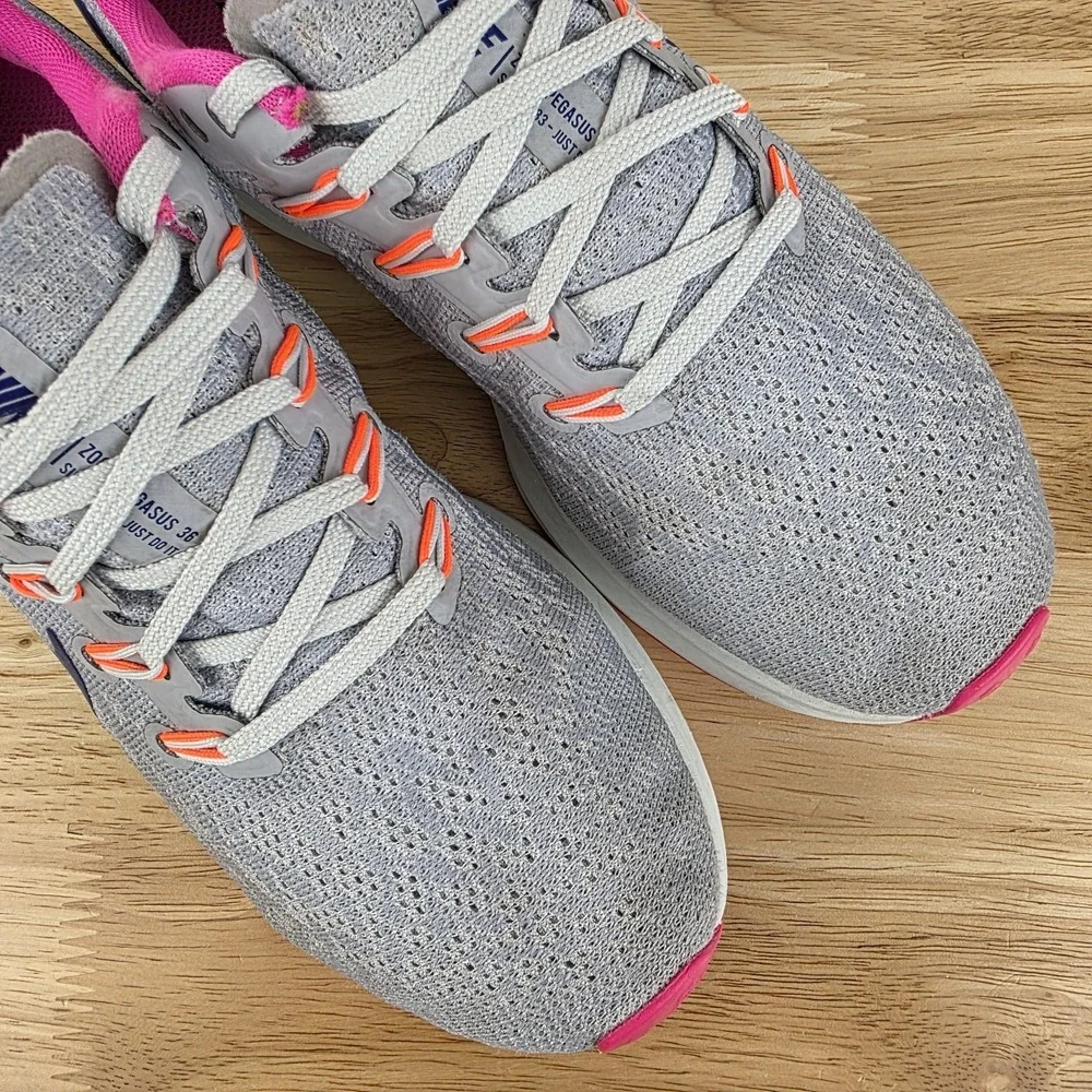 Nike‎ Air Zoom Pegasus 36 Womens 6.5 Wolf Grey Purple Running Shoes CK4473-001